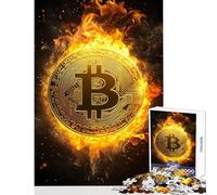 Rompecabezas para Adultos de 1000 Piezas con diseño de Bitcoin y Fuego Juegos relajantes Juguete Educativo para Aprender y Decorar la Pared Ideal para Reducir el estrés (50x75cm)