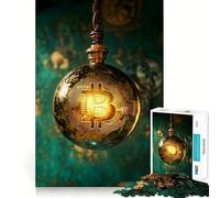 Rompecabezas para Adultos de 1000 Piezas con diseño de Bombilla de Bitcoin y criptomonedas Juego de lógica fácil de Jugar Decoración navideña para Pared (38x52cm)