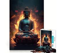 Rompecabezas para Adultos de 1000 Piezas con diseño de Buda,Loto y Llamas,Bordes impecables,Divertido Juego para concentrarse y Jugar en Silencio,Ideal para la decoración navideña (50x75cm)