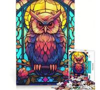 Rompecabezas para Adultos de 1000 Piezas con diseño de búho de Cristal, Ideal para Jugar en Familia, fomentar la interacción Entre Padres e Hijos y Regalar a Amigos y Familiares 50x75cm
