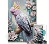 Rompecabezas para Adultos de 1000 Piezas con diseño de cacatúa en Flor,Encaje, Ideal para Jugar a concentrarse,Relajarse o como Regalo de cumpleaños 38x26cm