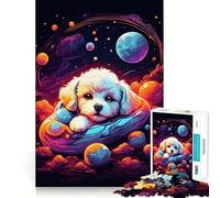 Rompecabezas para Adultos de 1000 Piezas con diseño de Cachorro Bichón Frisé,Corte preciso,Divertido Juego Mental,Regalo para Relajarse y divertirse,decoración navideña para la Pared (38x52cm)