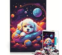 Rompecabezas para Adultos de 1000 Piezas con diseño de Cachorro Bichón Frisé, Juegos relajantes, desafío difícil, fortalece el Amor Entre Parejas 38x26cm