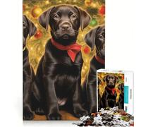 Rompecabezas para Adultos de 1000 Piezas con diseño de Cachorros de Labrador navideños, Juguete Educativo, Corte de precisión, Que fomenta el Amor Entre Parejas 38x26cm