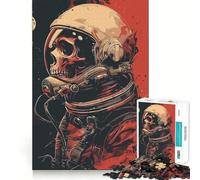 Rompecabezas para Adultos de 1000 Piezas con diseño de Calavera de Astronauta,decoración de Ajuste Limpio,Juguete para retos mentales,Ideal para Momentos de Ocio y como Regalo de cumpleaños (38x26cm)
