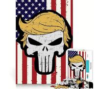 Rompecabezas para Adultos de 1000 Piezas con diseño de Calavera de Trump Orgullo Estadounidense Corte preciso Arte Juego cognitivo Juguete Tiempo de Juego Relajante Arte navideño para la Pared