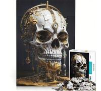 Rompecabezas para Adultos de 1000 Piezas con diseño de Calavera Dorada, Ideal para Jugar en Familia, Reducir el estrés y Crear un desafío único 50x75cm