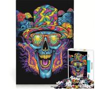 Rompecabezas para Adultos de 1000 Piezas con diseño de Calavera psicodélica Juguetes antiestrés decoración Perfecta Regalos de cumpleaños 38x52cm