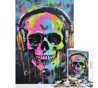 Rompecabezas para Adultos de 1000 Piezas con diseño de Calavera Vibrante y Graffiti Rompecabezas para Adolescentes Juegos relajantes Carrera de Velocidad Manual cumpleaños