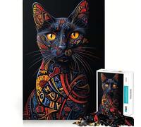 Rompecabezas para Adultos de 1000 Piezas con diseño de caligrafía de Gato,Piezas de Ajuste preciso,Juego de lógica,diversión acogedora,Regalo de cumpleaños (50x75cm)