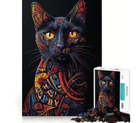 Rompecabezas para Adultos de 1000 Piezas con diseño de caligrafía de Gato,Piezas de Ajuste preciso,Juego de lógica,diversión acogedora,Regalo de cumpleaños (38x52cm)
