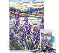 Rompecabezas para Adultos de 1000 Piezas con diseño de Campo de Lavanda y vidrieras, fácil de unir, Divertido Juego para concentrarse, Juego Casual, Regalo de cumpleaños (50x75cm)