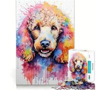 Rompecabezas para Adultos de 1000 Piezas con diseño de caniche en Acuarela Vibrante Juguete para ejercitar la Mente Ideal para Relajarse y divertirse Regalo artístico (38x52cm)