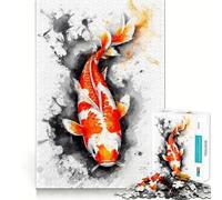 Rompecabezas para Adultos de 1000 Piezas con diseño de Carpas Koi Brillantes,Ideal para Resolver Problemas,Pasar un rato Agradable o Disfrutar de un Bonito Cuadro navideño 38x52cm