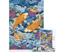 Rompecabezas para Adultos de 1000 Piezas con diseño de Carpas koi y crisantemos Juegos relajantes para Pasar el Tiempo en casa Juguete Educativo cumpleaños y Navidad (38x52cm)