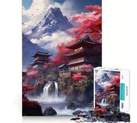 Rompecabezas para Adultos de 1000 Piezas con diseño de casa Japonesa en Flor de Cerezo,Piezas de Corte preciso,Juguete Divertido para Resolver Problemas,Ideal para el Tiempo Libre,decoración