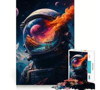 Rompecabezas para Adultos de 1000 Piezas con diseño de Casco de Astronauta,Paisaje y Espacio Que reflejan,Corte Suave,Arte,Juguete para Entrenar el Cerebro,diversión para el Tiempo Libre,Regalo