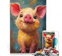 Rompecabezas para Adultos de 1000 Piezas con diseño de Cerdito Sonriente Juego Imposible Mejora la Memoria con Piezas de Formas aleatorias Que encajan Perfectamente 38x26cm