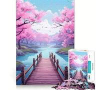 Rompecabezas para Adultos de 1000 Piezas con diseño de Cerezo en Flor (Sakura),Bordes Finos,Ideal para Manualidades,para concentrarse,divertirse y Relajarse cumpleaños (38x26cm)