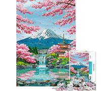 Rompecabezas para Adultos de 1000 Piezas con diseño de cerezos en Flor del Monte Fuji Juguete Decorativo para Pared Corte de precisión cumpleaños (tamaño 38x52cm)
