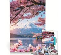 Rompecabezas para Adultos de 1000 Piezas con diseño de cerezos en Flor del Monte Fuji, Juguetes para armar, Ideal para la interacción Entre Padres e Hijos, cumpleaños y Navidad
