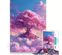 Rompecabezas para Adultos de 1000 Piezas con diseño de cerezos en Flor y Amanecer Diseño nítido y Divertido Juguete Ideal para Relajarse y Disfrutar de la Navidad (38x26cm)