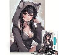 Rompecabezas para Adultos de 1000 Piezas con diseño de Chica Anime con Capucha de Lobo Juego Mental Regalo Ideal Troquelado de Alta precisión Actividad Relajante para Grupos en Interiores (38x52cm)