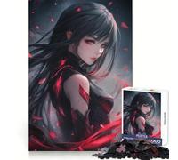 Rompecabezas para Adultos de 1000 Piezas con diseño de Chica Anime con energía roja Ideal para el Desarrollo Cerebral, con Bordes Afilados Regalar en Navidad (50x75cm)