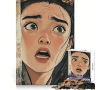 Rompecabezas para Adultos de 1000 Piezas con diseño de Chica Anime con expresión de Miedo Agilidad Mental, fácil de Usar, fácil de armar, (38x26cm)