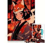 Rompecabezas para Adultos de 1000 Piezas con diseño de Chica Anime con máscara de Zorro Desarrolla la Memoria y es Divertido Corte de Alta precisión Fácil de Aprender Ideal para Disfrutar en Familia