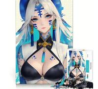 Rompecabezas para Adultos de 1000 Piezas con diseño de Chica Anime con Tatuajes Azules Juego de ingenio Regalo Ideal Troquelado de Alta precisión Actividad Relajante para Grupos en Interiores