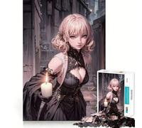 Rompecabezas para Adultos de 1000 Piezas con diseño de Chica Anime con Vela en un callejón Desarrolla la Memoria y es Divertido Troquelado de Alta precisión Fácil de Aprender Ideal para Disfrutar