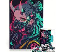 Rompecabezas para Adultos de 1000 Piezas con diseño de Chica Anime Cyberpunk, Juguetes para armar, Ideal para Reducir el estrés, Incluye póster y Hoja de Preguntas a Juego 50x75cm