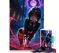 Rompecabezas para Adultos de 1000 Piezas con diseño de Chica Anime lanzando Magia en un callejón Oscuro Juego de Memoria Ensamblaje Firme y Seguro Juego de construcción de Conexiones significativas