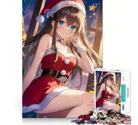 Rompecabezas para Adultos de 1000 Piezas con diseño de Chica Anime Vestida de Papá Noel Juego Mental Regalo Ideal Troquelado de Alta precisión Actividad Relajante para Grupos en Interiores (38x26cm)