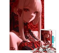 Rompecabezas para Adultos de 1000 Piezas con diseño de Chica Anime Vestida de Rojo Ideal para Relajarse Jugar a un Juego Educativo un Reto un Juguete de Regalo de cumpleaños y un Corte de precisión
