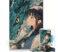 Rompecabezas para Adultos de 1000 Piezas con diseño de Chica Anime y dragón Azul Ideal para desarrollar la Memoria y divertirse Corte de Alta precisión Fácil de Aprender para Disfrutar en Familia