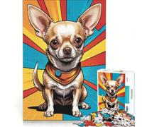 Rompecabezas para Adultos de 1000 Piezas con diseño de Chihuahua, Juguetes para armar, ejercita tu Cerebro y Tus Manos, con póster y Hoja de Preguntas a Juego 38x52cm