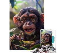 Rompecabezas para Adultos de 1000 Piezas con diseño de chimpancé Juguetes antiestrés para Pasar el Tiempo en casa Ideales para divertirse en Familia y Jugar en una Noche Especial (38x26cm)