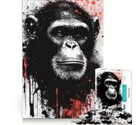 Rompecabezas para Adultos de 1000 Piezas con diseño de chimpancé Pintado con Tinta, Juguete Educativo, Corte de precisión, Que fomenta el Amor Entre Parejas 50x75cm