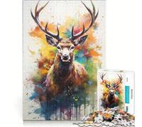 Rompecabezas para Adultos de 1000 Piezas con diseño de Ciervo y árbol, Colorido, Ideal para Decorar la Pared Un Reto para completar Perfecto como Regalo para Toda la Familia 38x26cm