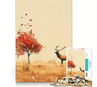 Rompecabezas para adultos de 1000 piezas con diseño de ciervo y árbol otoñal,fácil de armar,decorativo,juguete que desafía,ideal para momentos de diversión,regalo o simplemente para disfrutar del arte