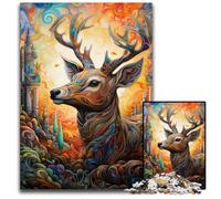Rompecabezas para Adultos de 1000 Piezas con diseño de Ciervos psicodélicos. Decoración Colorida para el hogar y Juego Familiar Interactivo 26x38cm/10,23x14,96 Pulgadas.
