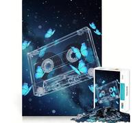 Rompecabezas para Adultos de 1000 Piezas con diseño de Cinta de Casete y Mariposas Azules Juego Divertido para concentrarse y Jugar Ideal para divertirse en casa cumpleaños