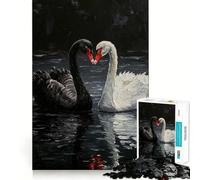 Rompecabezas para adultos de 1000 piezas con diseño de cisnes en blanco y negro Arte de corte preciso Juego cognitivo y divertido Regalo ideal para el tiempo libre y la tranquilidad en Navidad 38x26cm