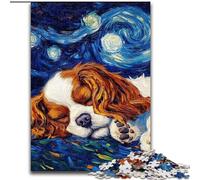 Rompecabezas para Adultos de 1000 Piezas con diseño de Cocker Spaniel inglés y Cielo Nocturno, tamaño 26x38cm, para días Festivos, cumpleaños y Noches de Juegos en Familia.