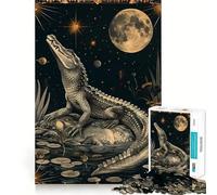 Rompecabezas para adultos de 1000 piezas con diseño de cocodrilo grande y cartas del tarot Juego de ingenio divertido Regalo ideal para relajarse y divertirse Decoración navideña para la pared 50x75cm