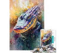 Rompecabezas para Adultos de 1000 Piezas con diseño de cocodrilo Rompecabezas para Adolescentes Juegos relajantes Ideales para Pasar el Tiempo en casa Un Juego desafiante (38x52cm)