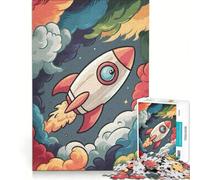 Rompecabezas para Adultos de 1000 Piezas con diseño de Cohete Espacial y Nubes, Juguete Educativo, difícil y desafiante, Que fomenta el Amor Entre Parejas 38x52cm