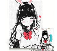 Rompecabezas para Adultos de 1000 Piezas con diseño de conejita Kawaii, Ideal para armar, Reduce el estrés y Viene con un póster y una Hoja de Preguntas a Juego 38x52cm